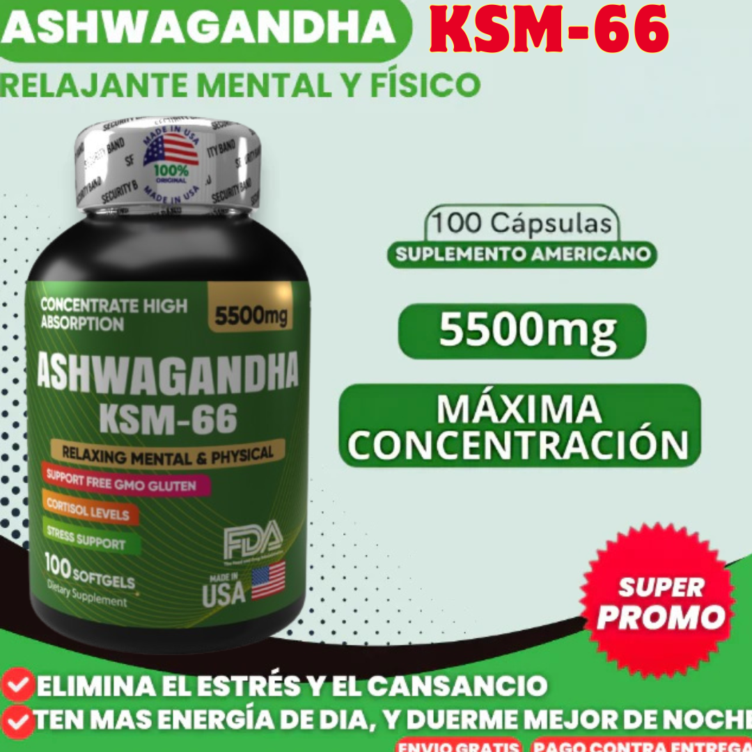 ASHWAGANDHA AMERICANO 5500 mg | 100 Cápsulas 100% original