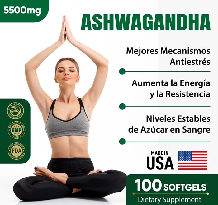 ASHWAGANDHA AMERICANO 5500 mg | 100 Cápsulas 100% original