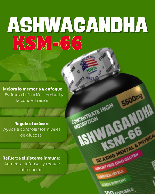 ASHWAGANDHA AMERICANO 5500 mg | 100 Cápsulas 100% original